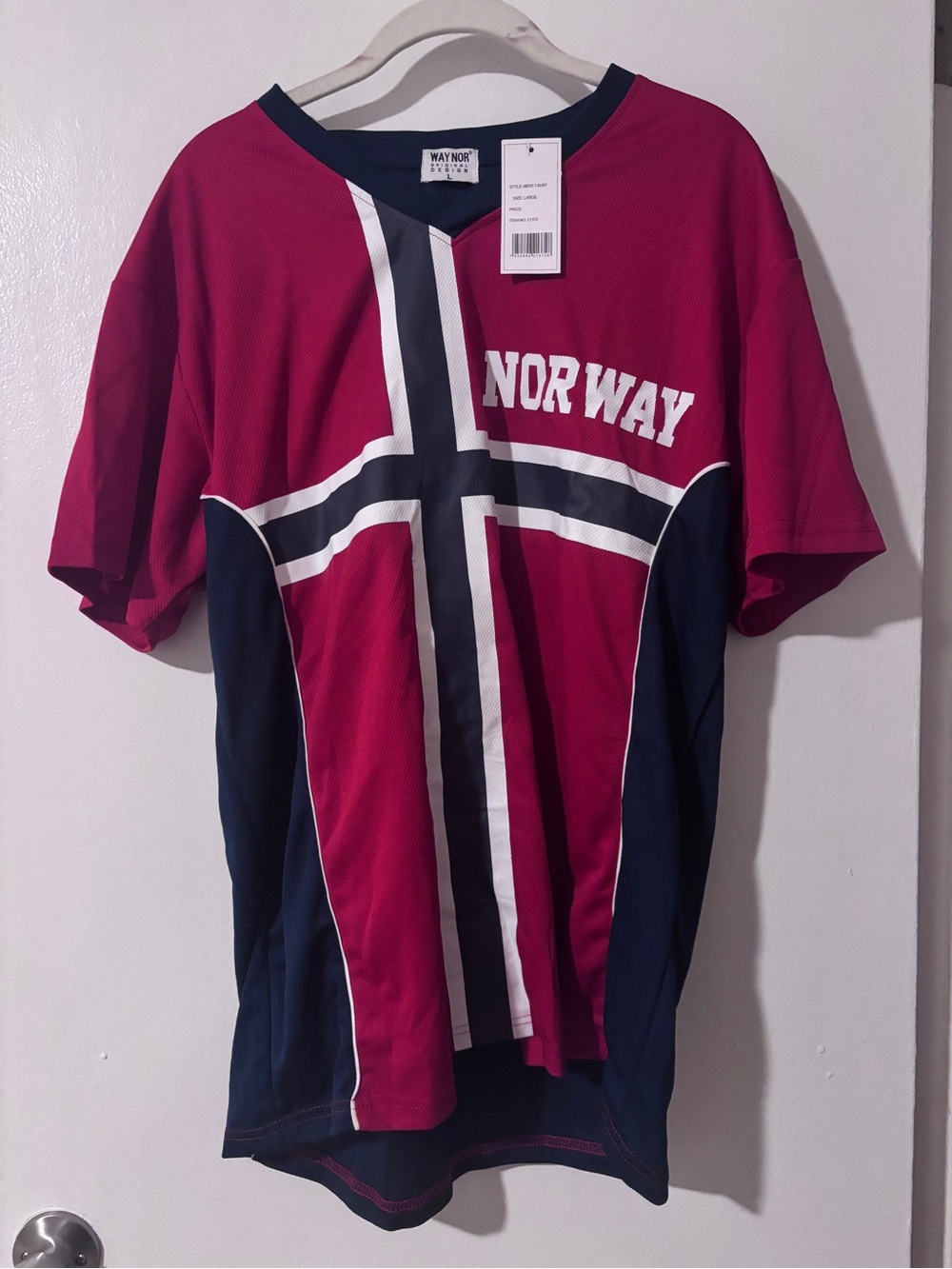 Norway Flag Athletic Jersey - Burgundy & Navy